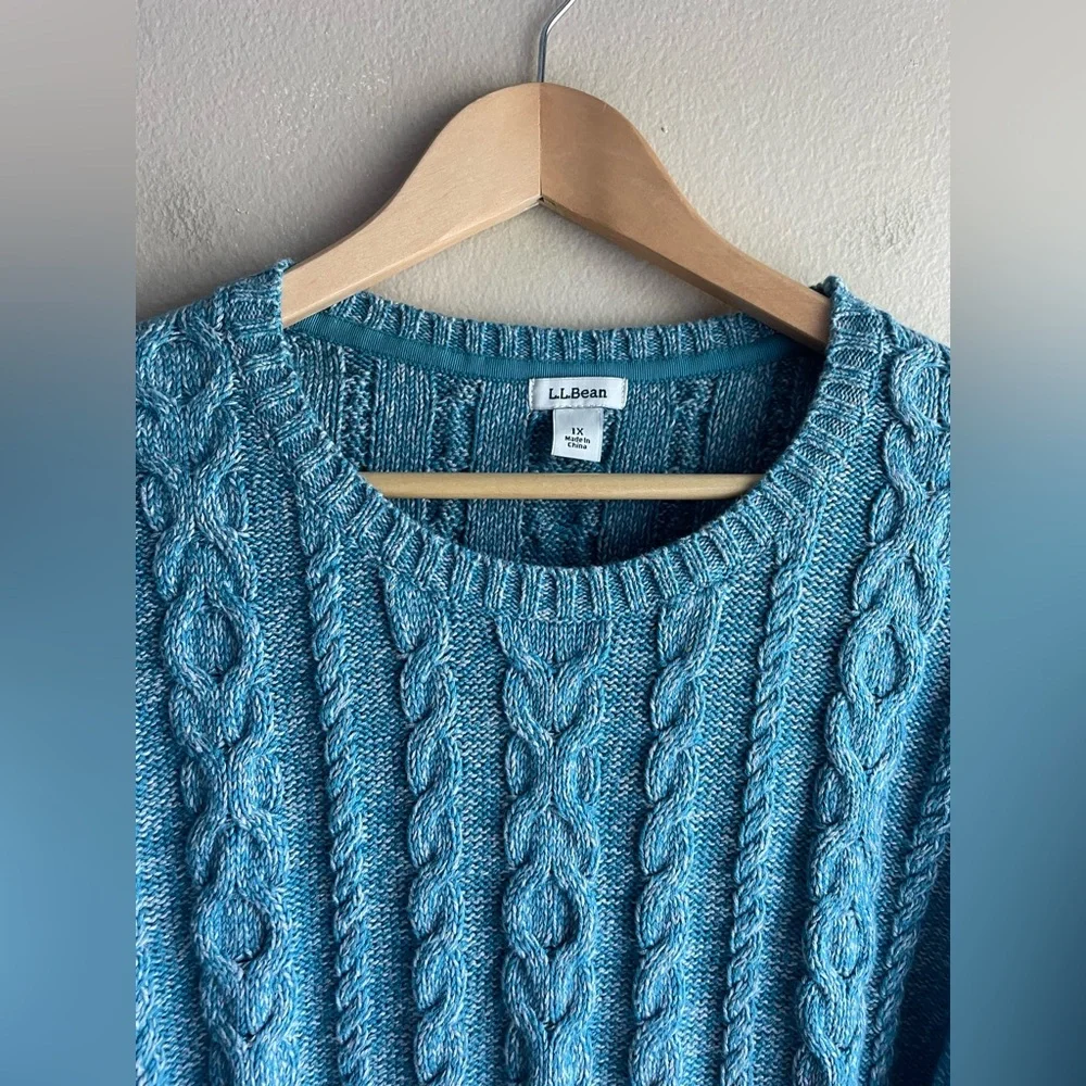 L.L.Bean Women Blue Thick Crew Neck Sweater Size 1X Long Sleeve - Picture 2 of 9